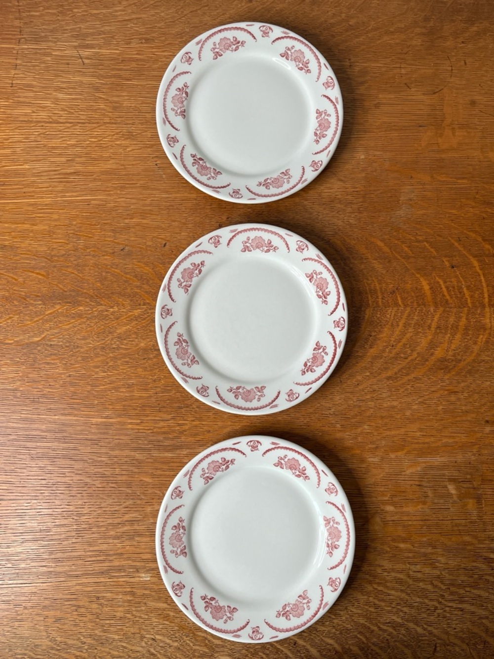 Vintage Caribe China Pink Floral Restaurant Ware 9” Dinner Plates - Set of 3